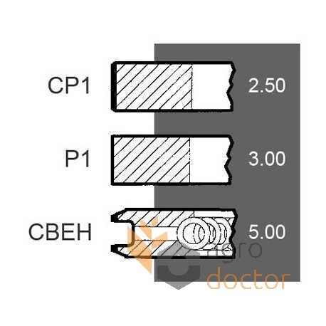 Pierścienie tłokowe (zestaw) 836339201 Valmet/Valtra silnika Sisu [Bepco], (3 pierścieni)