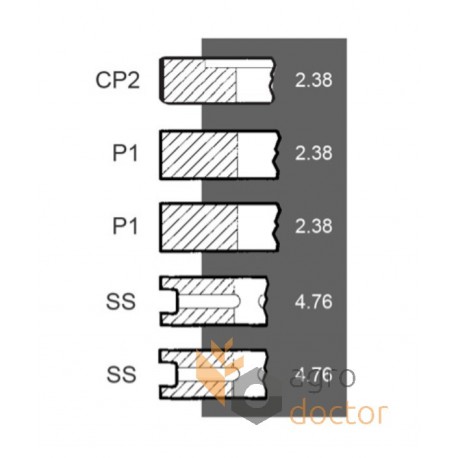 Piston rings 751607R91 Case, (5 rings) [Bepco]