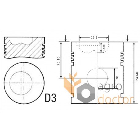 Piston with pin for engine - RE41869 John Deere