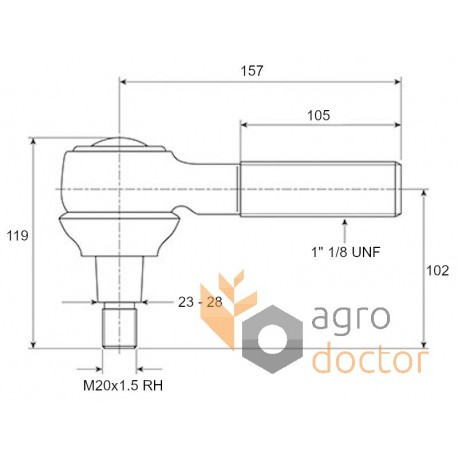 Агро Трактор JD Наконечник рульової тяги (28-0015)