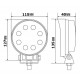 Additional headlamp LED 24 W (3x8W Epistar), 1800 Lm, round