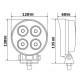 Additional headlamp LED 20 W (4x5W CREE), 2800 Lm, round