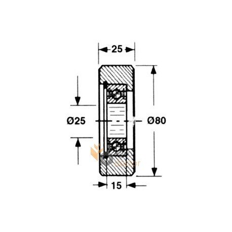 Piston roller 1121.16.06.03 Welger AP52 - 80x25mm