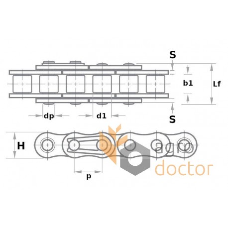 06B-1 [Dunlop] Simplex steel roller chain (pitch- 9.525mm)