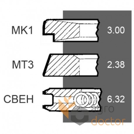 Piston rings AR41563 John Deere, (3 rings)
