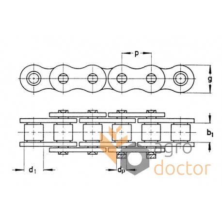 Roller chain 38 links 12A-1 - 686200 suitable for Claas [Rollon]