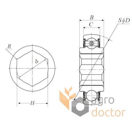 Self-aligning deep groove ball bearing AE42880 John Deere - [INA]