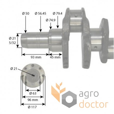 Crankshaft GM1264 Genmot for John Deere engine