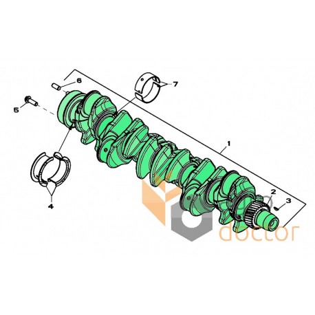 Crankshaft GM1264 Genmot for John Deere engine