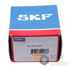 JD10007, JD9452, 038767 NH - Rodamiento de bolas inserto YEL206-104-2F [SKF]