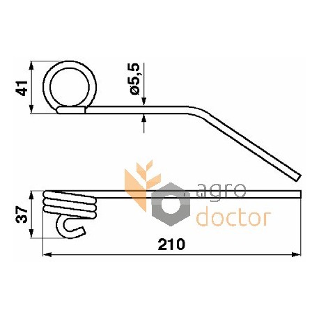 Pick-up spring tine 690309 suitable for Claas - 200mm