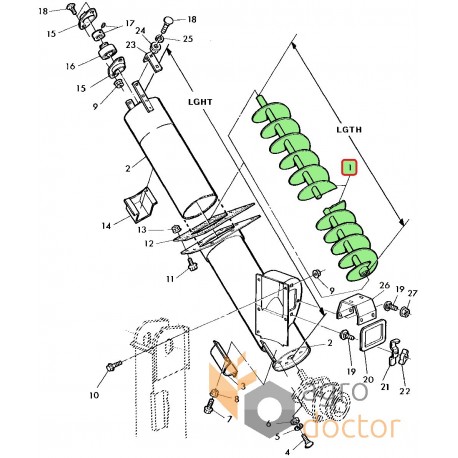 Unloading auger AZ49211 suitable for John Deere , 2076mm