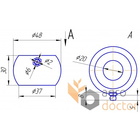 Buje de teflón - 785468 adecuado para Claas Compact, 20x48mm