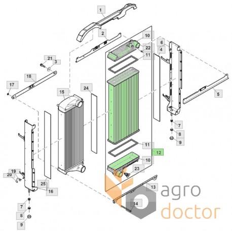 Radiator RE245228, RE171821 for John Deere tractors