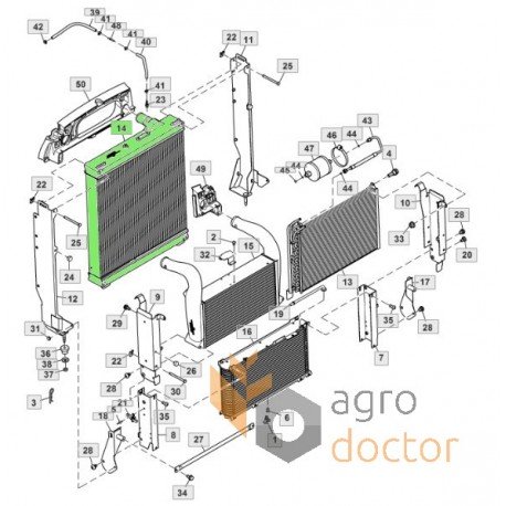 Agricultural machinery engine cooling system radiator - RE226366 is suitable for John Deere