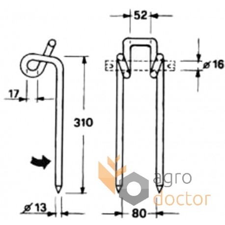 Pick-up spring tine 310x80