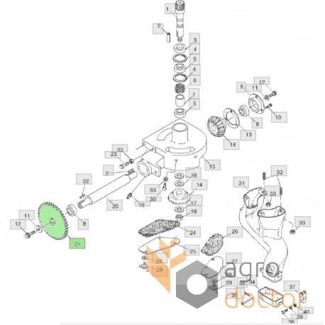 Sprocket Z-46 of the drive of the vertical auger of the combine transporter AH125080 - suitable for John Deere