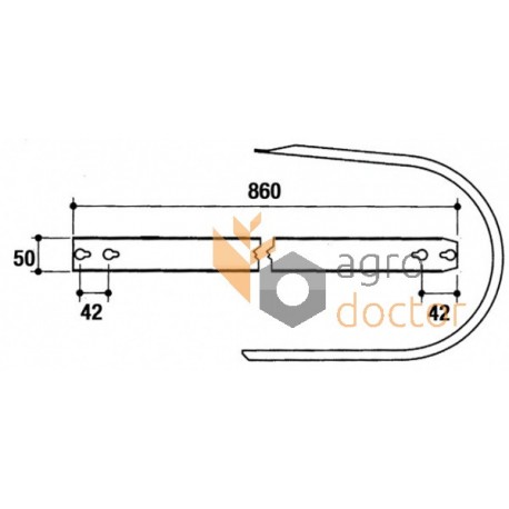 Guide of pick-up tine pusher 860mm