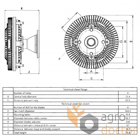 Viscous coupling AL79618 - (viscous coupling) of the engine fan John Deere