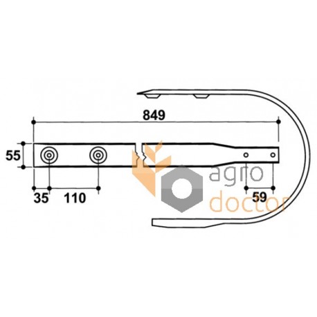 Baler pick-up tine guide 849mm