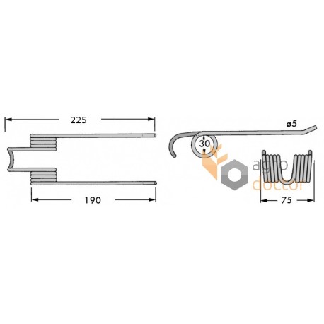 Pick-up spring tine 190mm