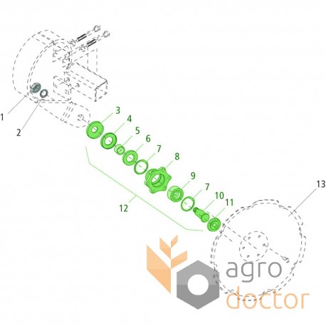 Disc hub right 55510012 - assembly, suitable for Lemken