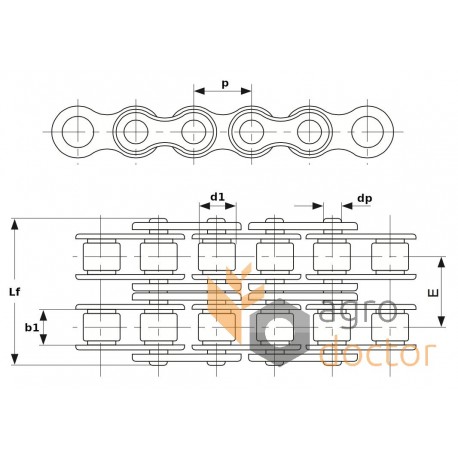 14 Links roller chain 12A-2(60-2) for head drive - 613110 suitable for Claas