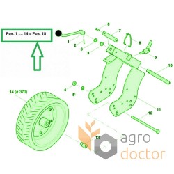 Wheel AC819020 - complete with bracket, suitable for Kverneland seed drill