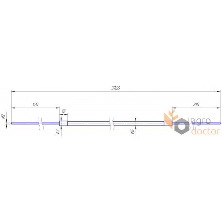 Câble d'accélérateur de traction 659270 adaptable pour Claas . Longueur - 3760 mm