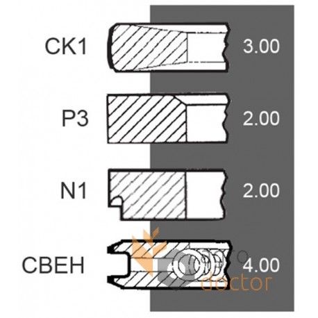 Piston ring kit, 34-49 for engine RENUALT - 105mm [Bepco]