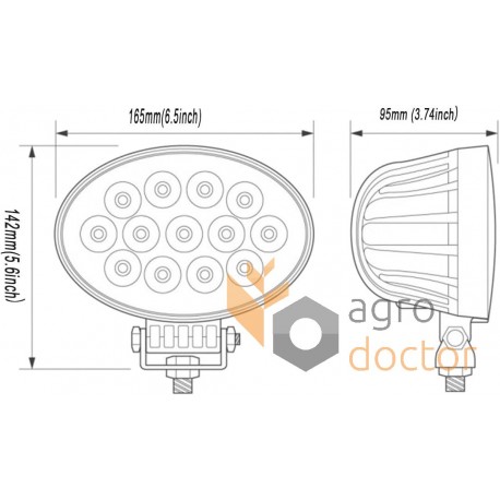 Headlight (spotlight) AL150478 - suitable for John Deere (65W)