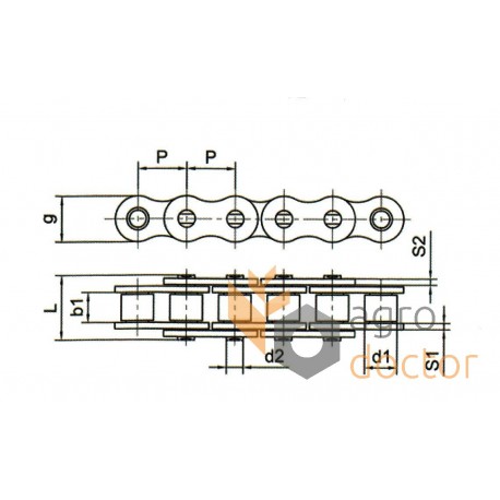Simplex steel roller chain 758864 combine CLAAS 12A-1 [Rollon]