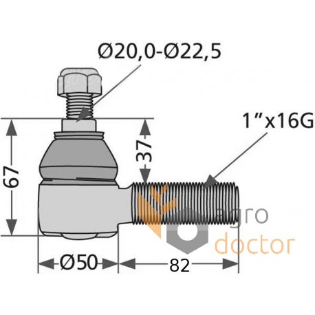 Rotule de levier coudé AH21345 for John Deere combine header [TR]