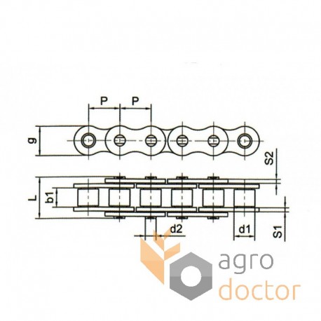 12A-1.40 Simplex steel roller chain