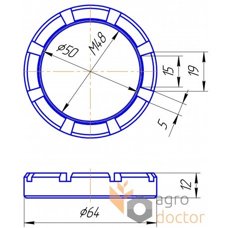 Nakrętka koronowa 610359 pasuje do heder kombajnu Claas, d50mm