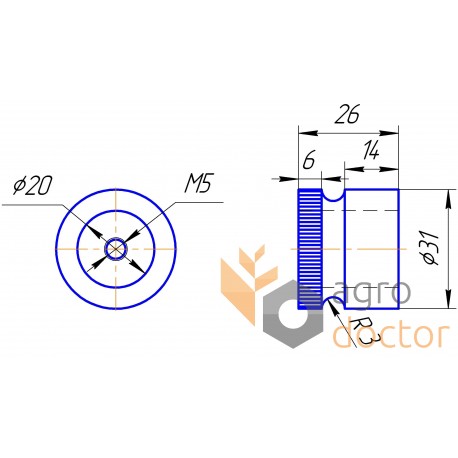 Bushing for header drive shaft yoke - 610334 suitable for Claas