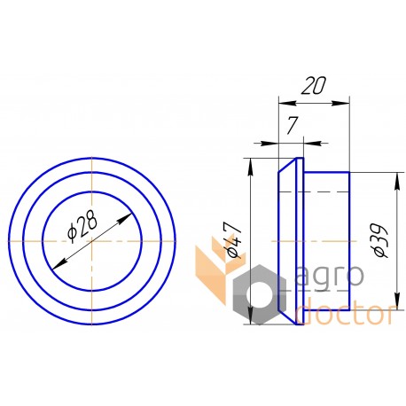 Douille en plastique 677876 adaptable pour bec cueilleur Claas