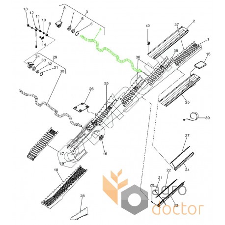 Vilebrequin de secoueur de paille- D28485114 adaptable pour Massey Ferguson [Agco Parts] - arrière.