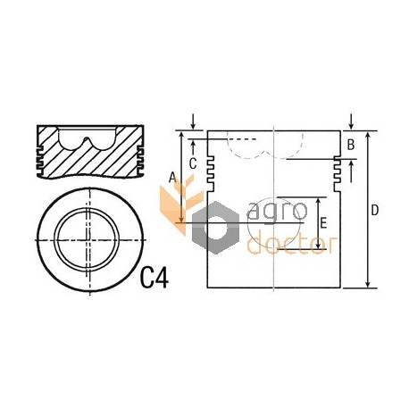 Piston with wrist pin set 98.48mm (3 rings) [Bepco]