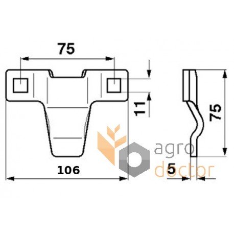 Knife thumb for 200,800 series headers, Z32690 John Deere