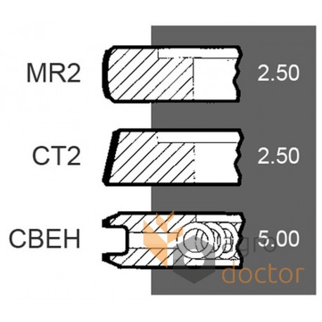 Piston ring set 747428M91 Massey Ferguson engine Perkins, (3 rings), [Bepco]