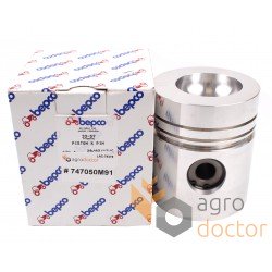 Piston avec axe 747050M91 pour moteur Massey Ferguson, 3 segments