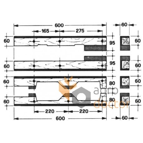 Piston guide set for  58.217S-A,  Welger baler.