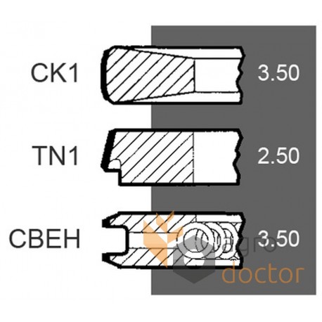 Piston ring set engine 4181A033 Perkins, (3 rings)