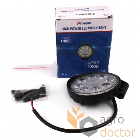 Additional headlamp LED 24 W (3x8W Epistar), 1800 Lm, round