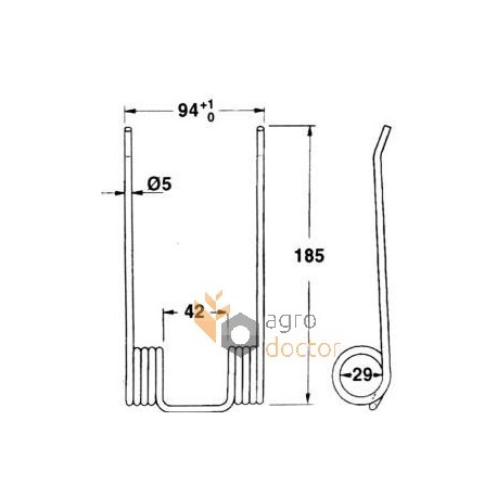 Pick-up spring tine 185x94