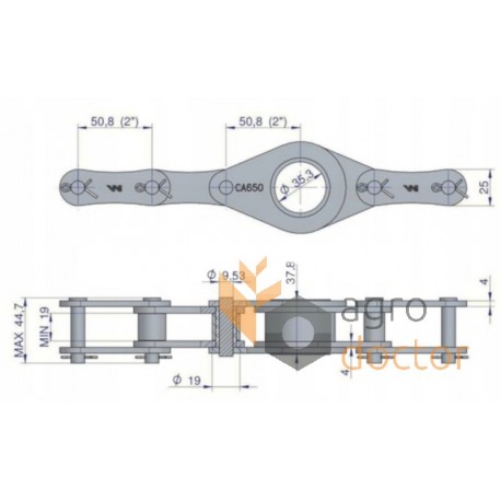 Simplex steel roller chain Sipma 216BF/J2A baler [Rollon]