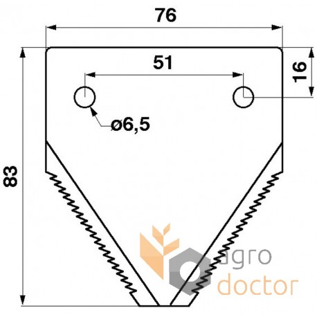 Grain head cutter bar knife section [Rasspe]