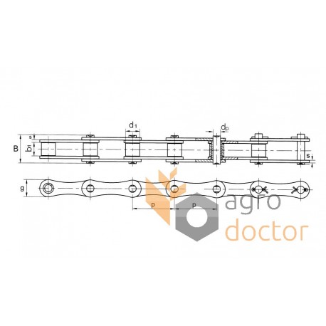 73 Links roller chain S32 for head drive - 778564 suitable for Claas