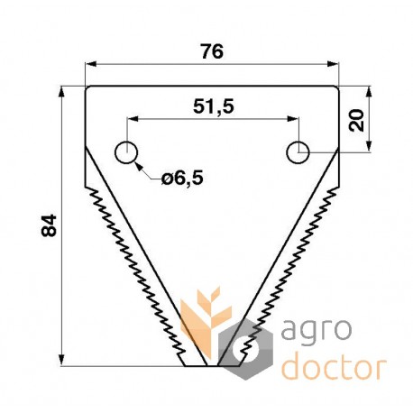 Grain head cutter bar knife section 611316 suitable for Claas combines